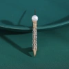 Factory direct sales, creative and light luxury new best-selling retro water diamond pen, stainless steel brooch, anti-glare, light luxury creative retro brooch, simple and fashionable accessory pin Specification image